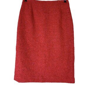 Penta Sz 8 Skirt Boucle Mohair Blend Red Back Slit Lined High Waist Knee Length